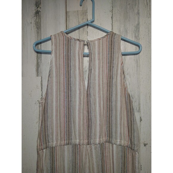 Anthropologie DREW Striped Linen Blend Jumpsuit Beige Black Size Medium - Picture 6 of 9